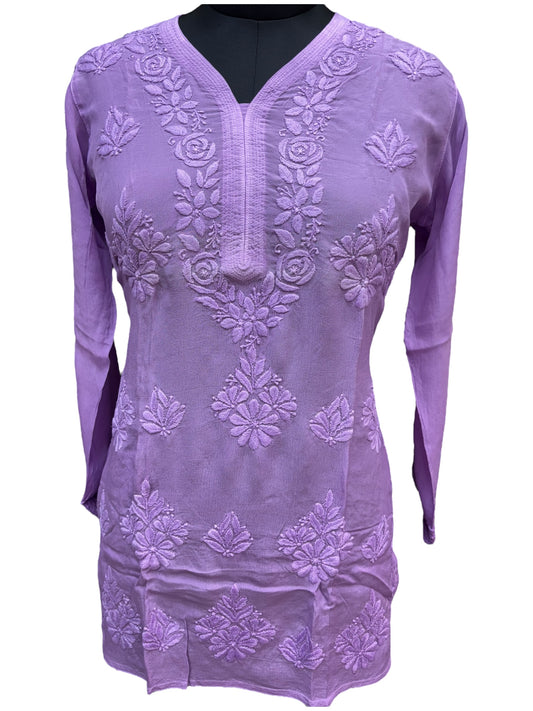 Premium American Crepe Short Top With 3D Embroidery - Experience Unique Elegance