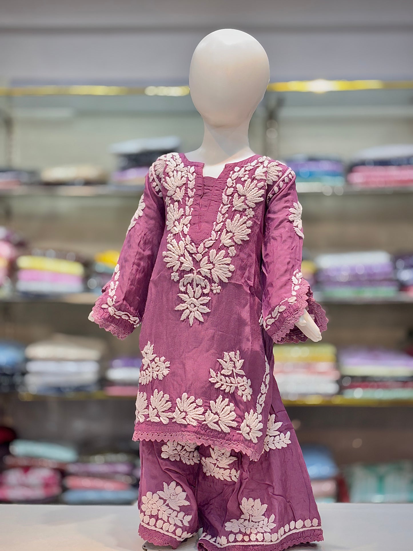 Iconic Muslin Kids Garara Set With 3d embroidery - Made for Tiny Trendsetters