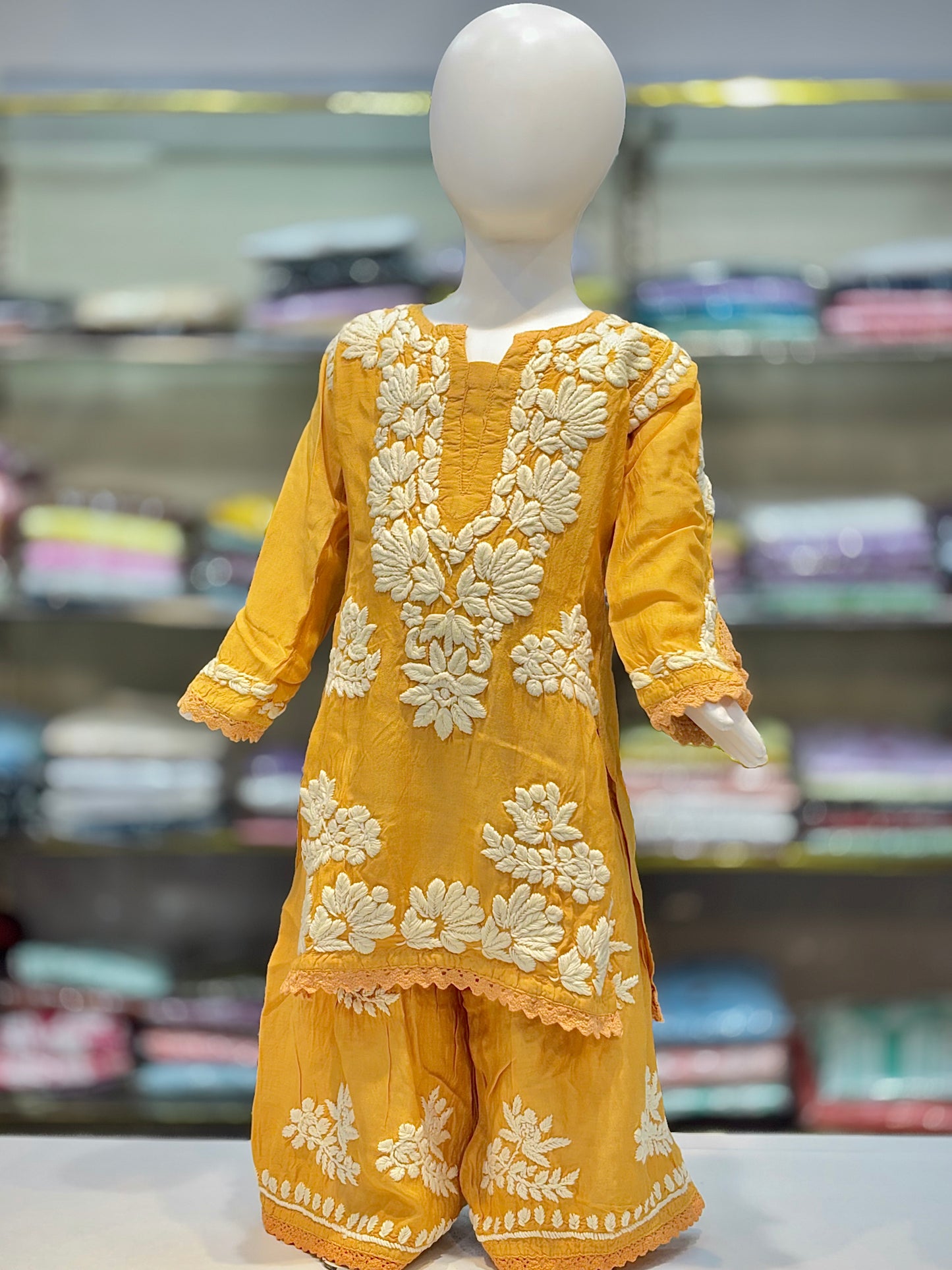 Iconic Muslin Kids Garara Set With 3d embroidery - Made for Tiny Trendsetters