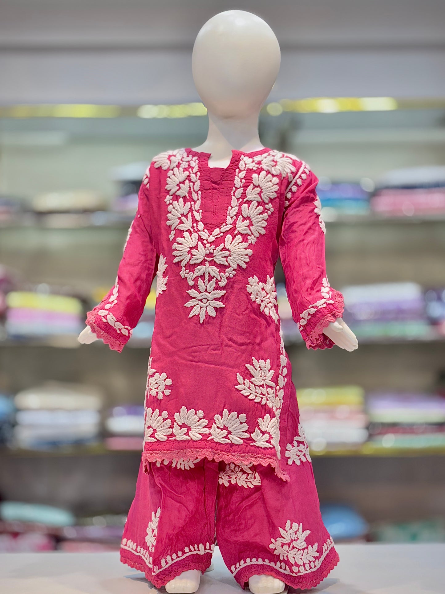 Iconic Muslin Kids Garara Set With 3d embroidery - Made for Tiny Trendsetters