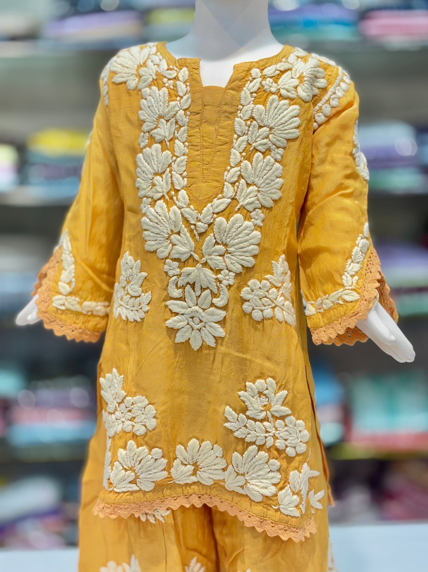 Iconic Muslin Kids Garara Set With 3d embroidery - Made for Tiny Trendsetters
