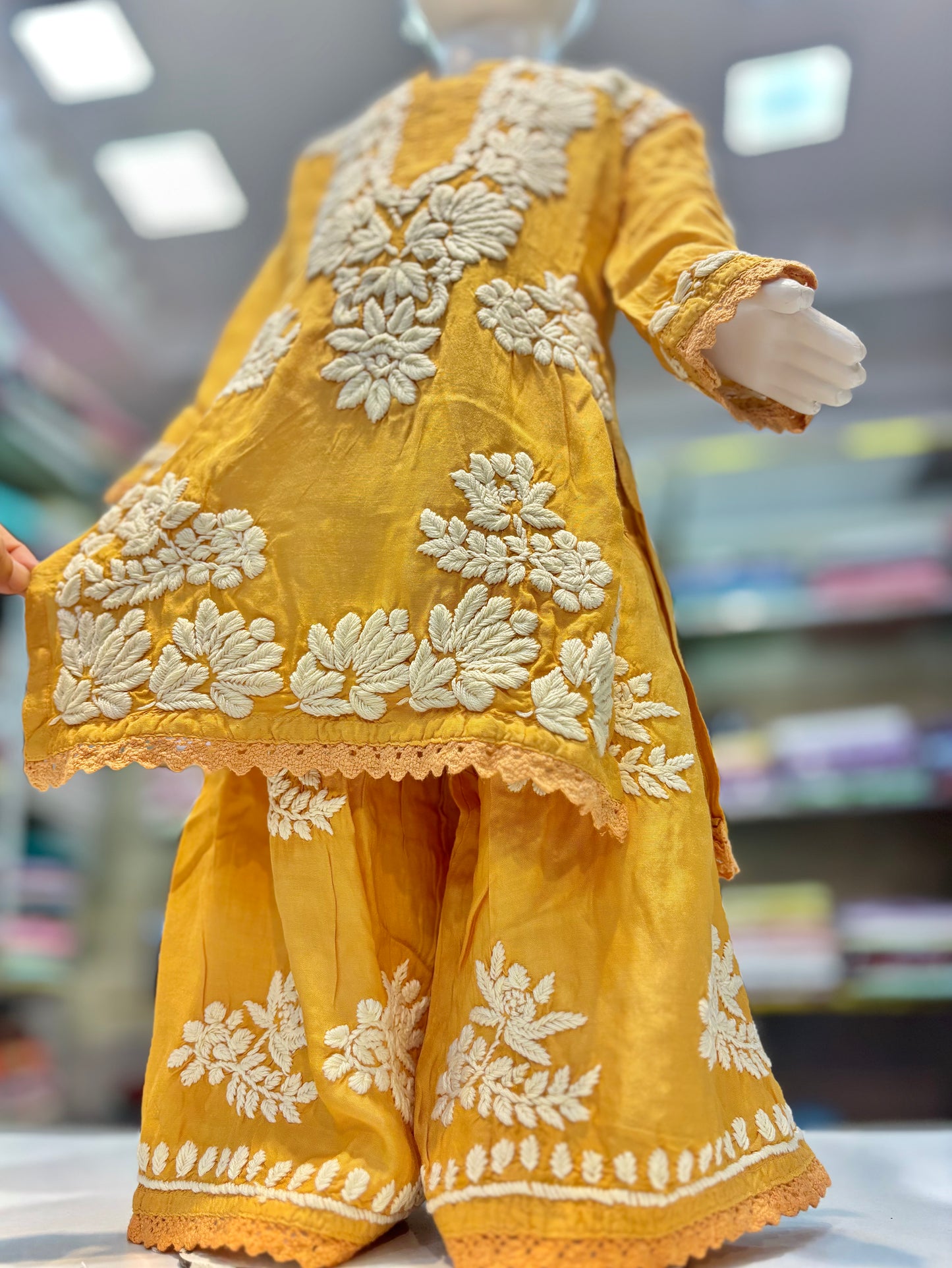 Iconic Muslin Kids Garara Set With 3d embroidery - Made for Tiny Trendsetters