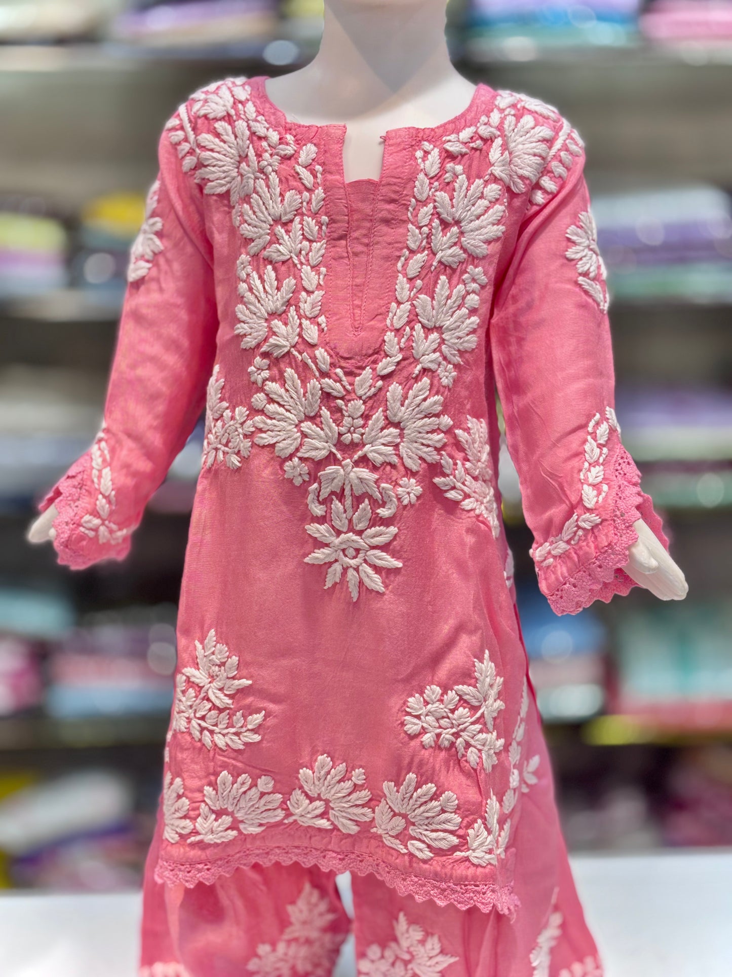 Iconic Muslin Kids Garara Set With 3d embroidery - Made for Tiny Trendsetters