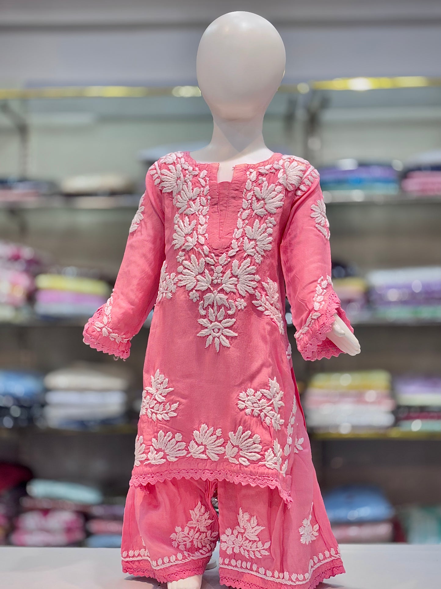 Iconic Muslin Kids Garara Set With 3d embroidery - Made for Tiny Trendsetters