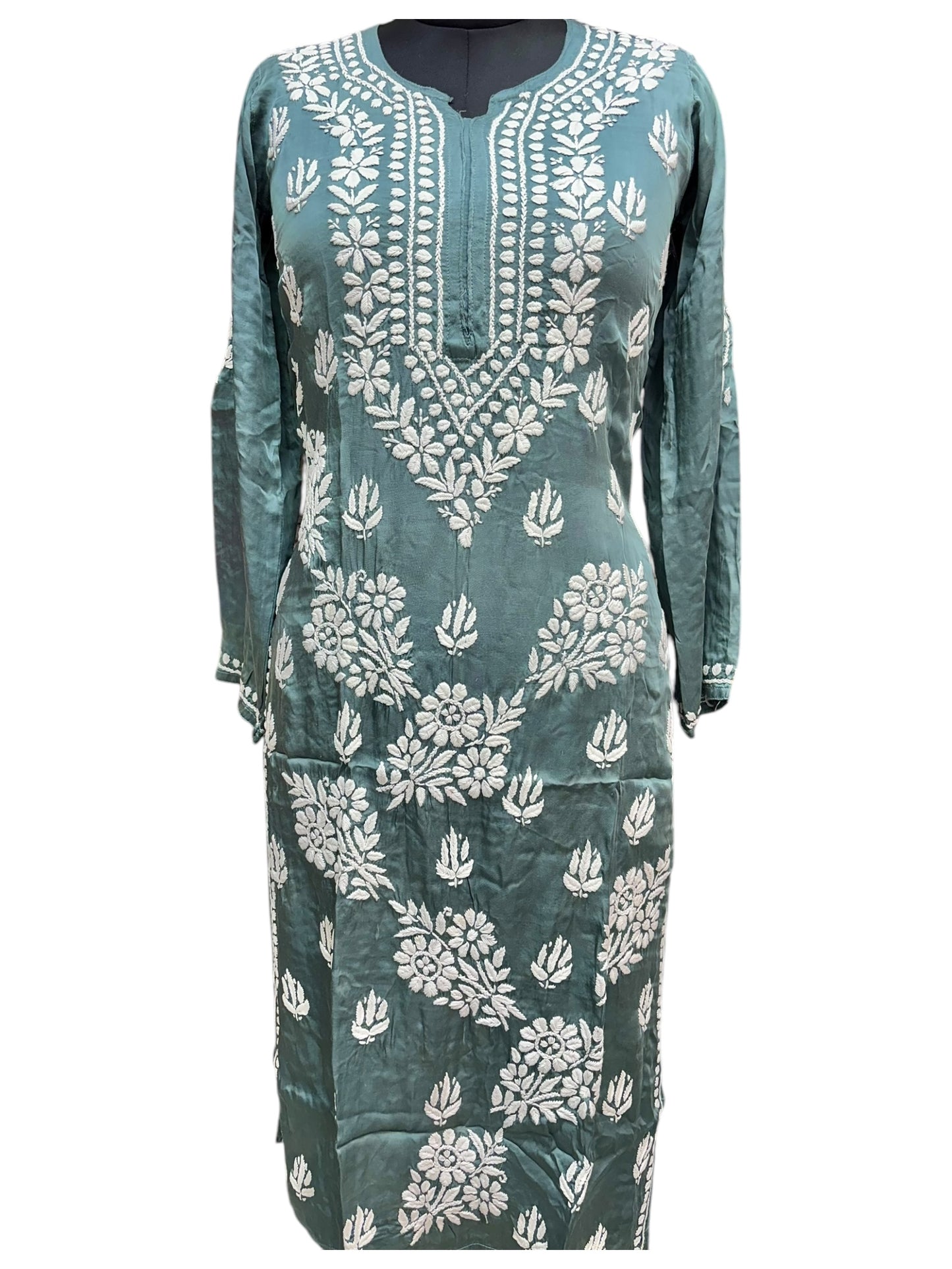 Premium Modal Satin Kurti With 3D Embroidery
