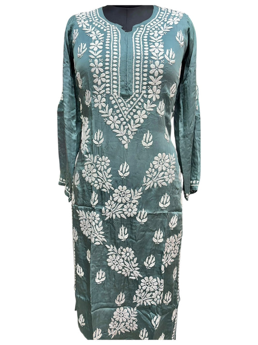 Premium Modal Satin Kurti With 3D Embroidery