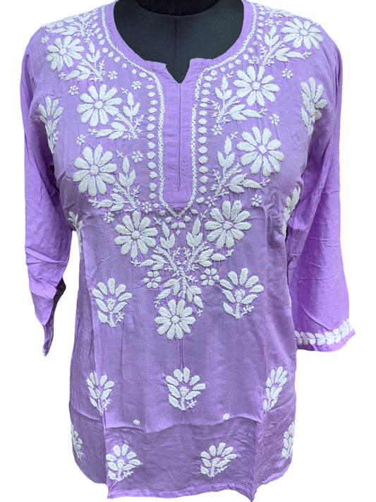 Soft Modal Short Kurti with White Embroidery - Perfect blend of comfort and style