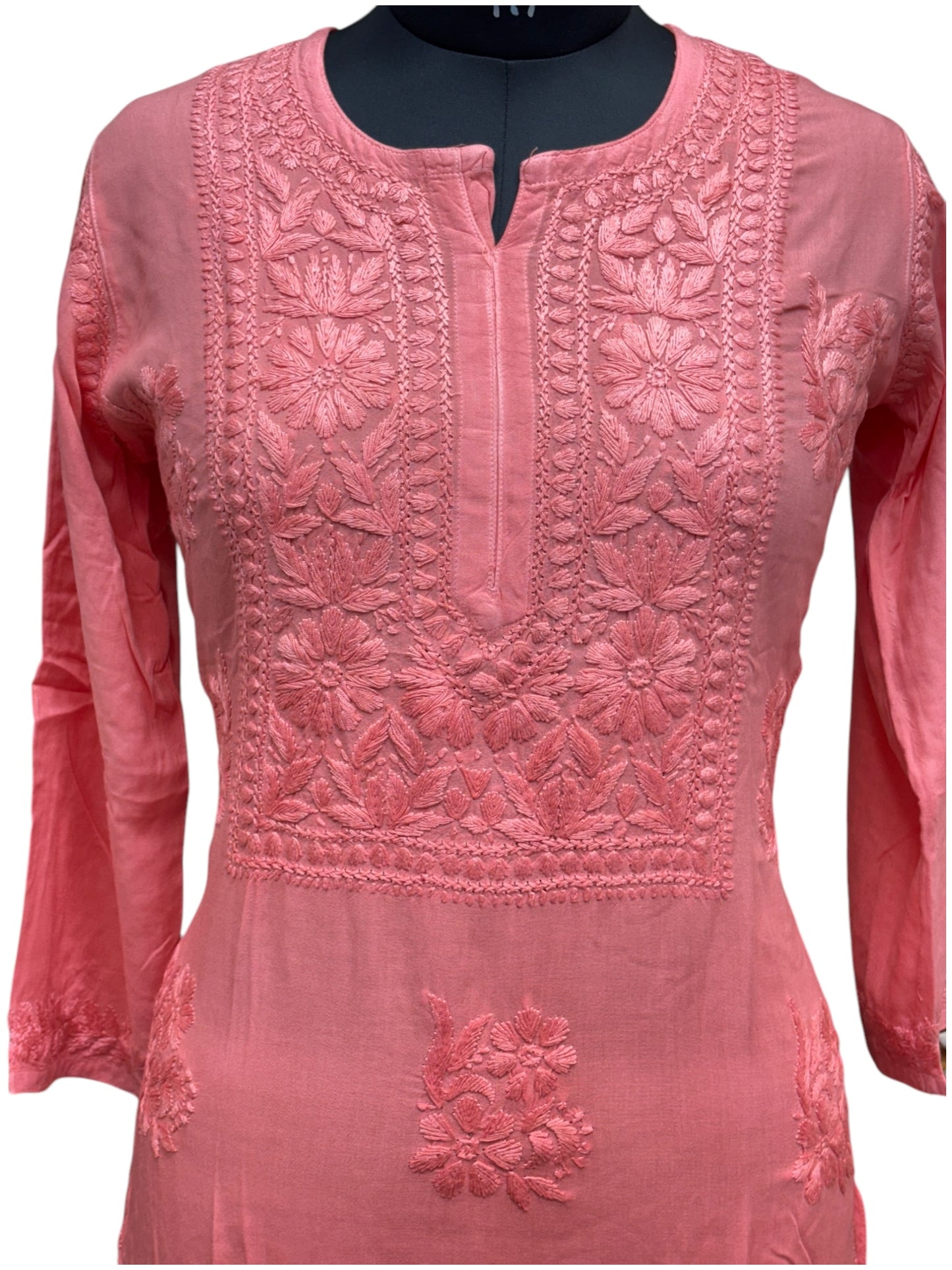 Elegant Chikankari Modal Kurti with Resham Thread 3D Embroidery