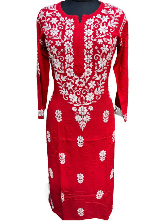 Modal Chikankari Kurti with Delicate White Embroidery