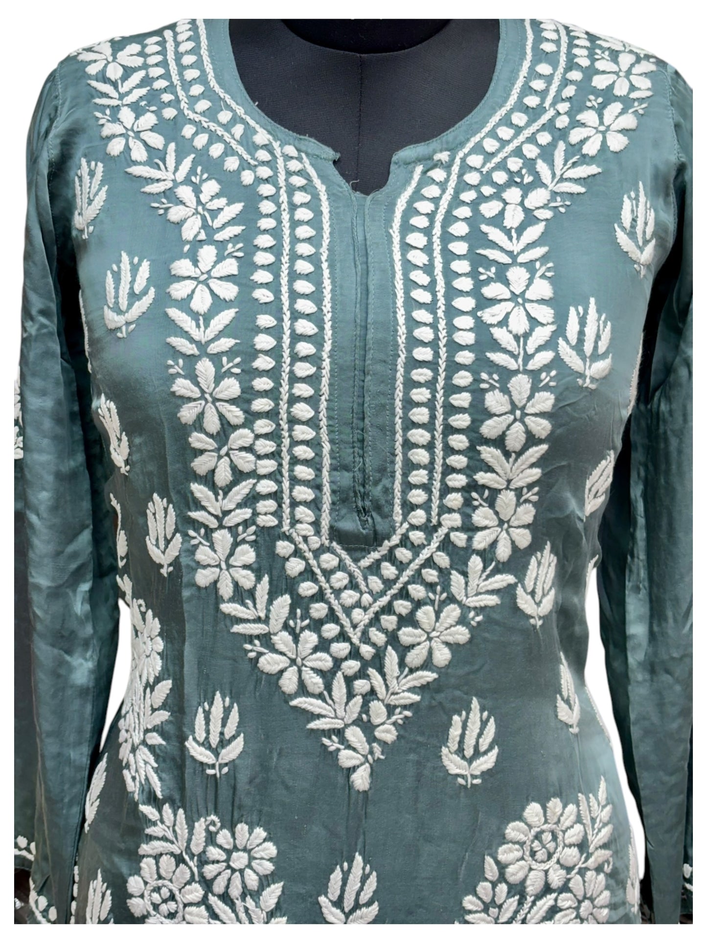 Premium Modal Satin Kurti With 3D Embroidery