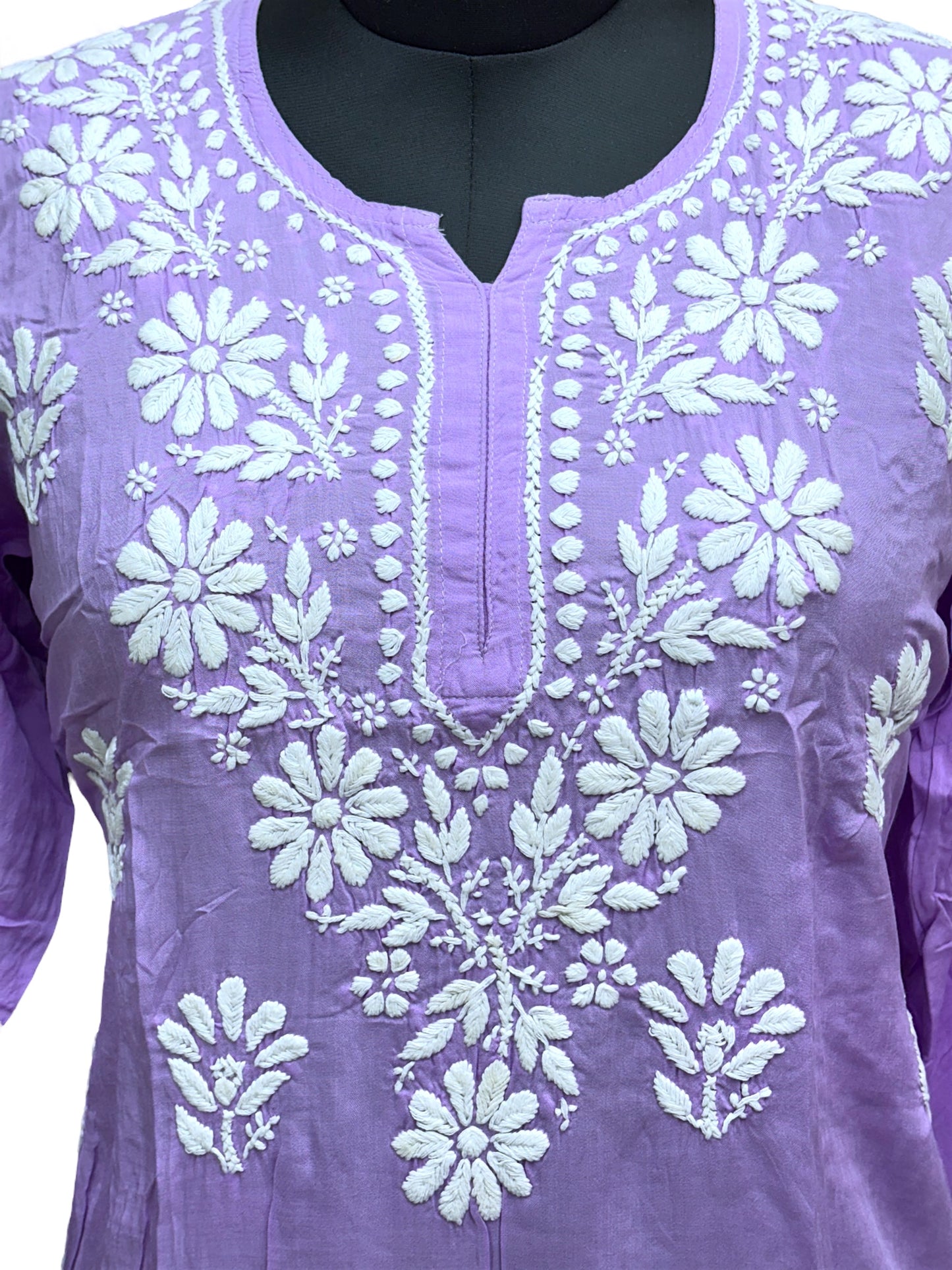 Soft Modal Short Kurti with White Embroidery - Perfect blend of comfort and style