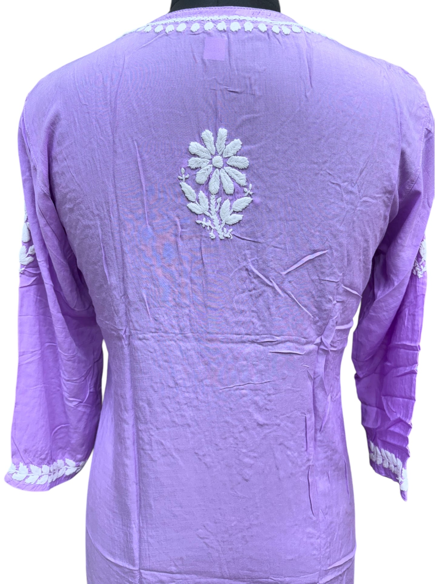 Soft Modal Short Kurti with White Embroidery - Perfect blend of comfort and style