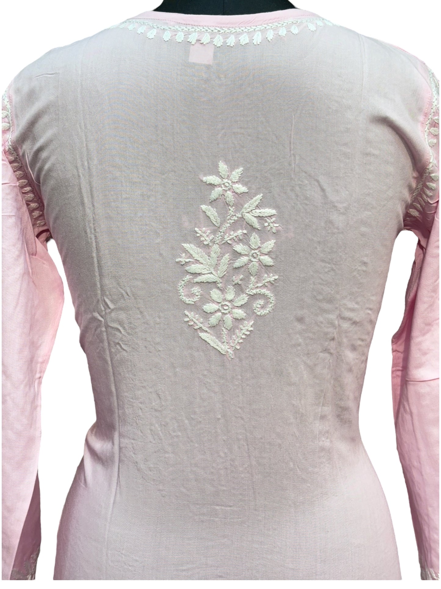 Modal Chikankari Kurti with Delicate White Embroidery