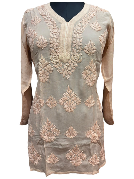 Premium American Crepe Short Top With 3D Embroidery - Experience Unique Elegance