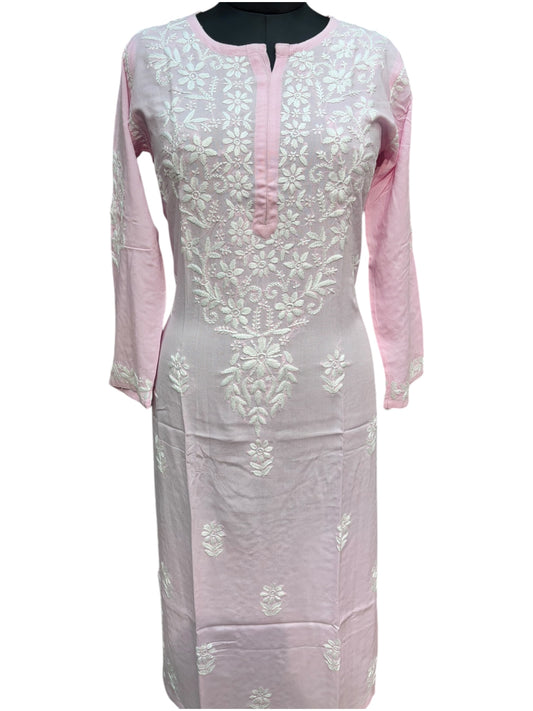 Modal Chikankari Kurti with Delicate White Embroidery