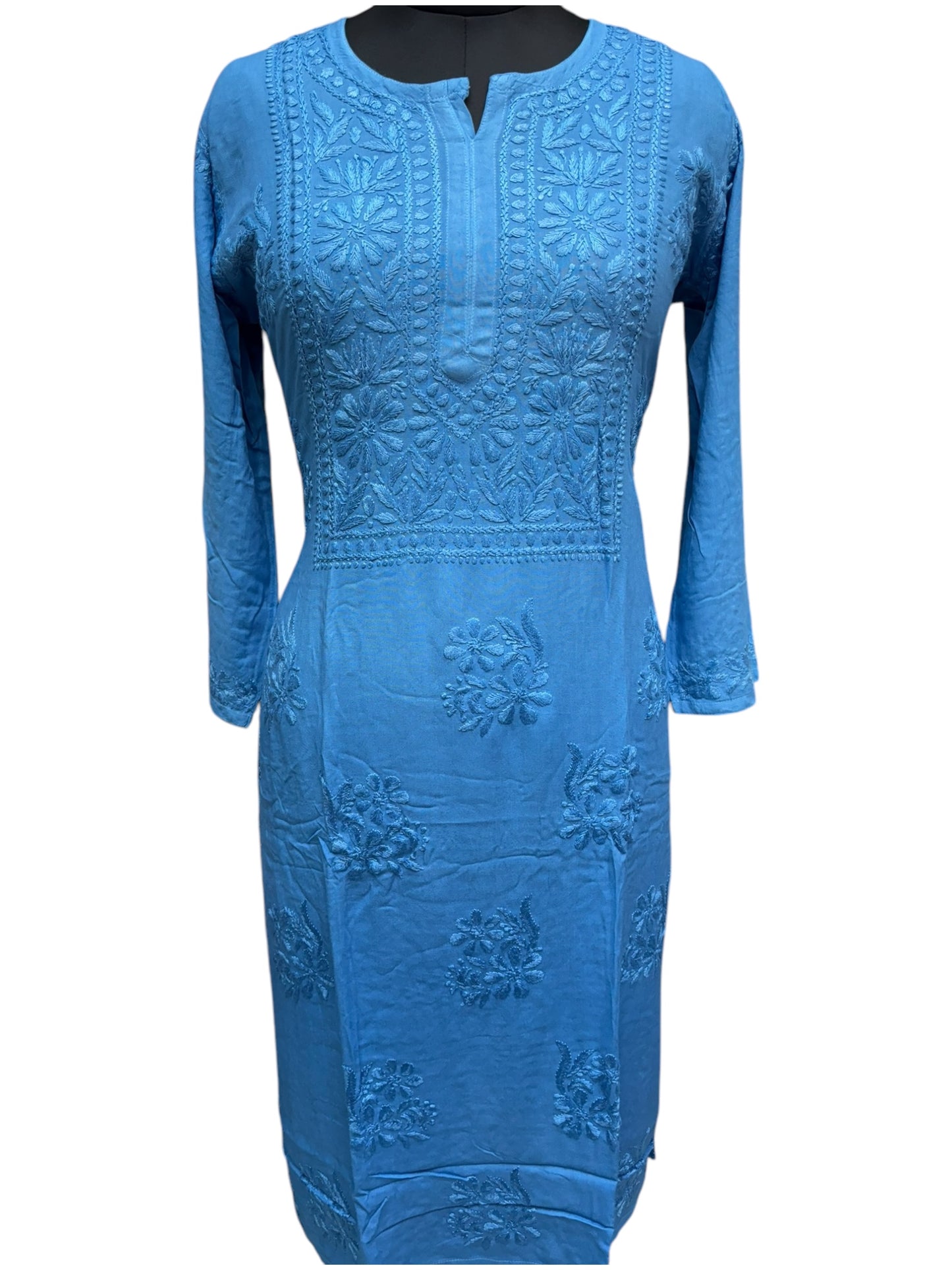 Elegant Chikankari Modal Kurti with Resham Thread 3D Embroidery