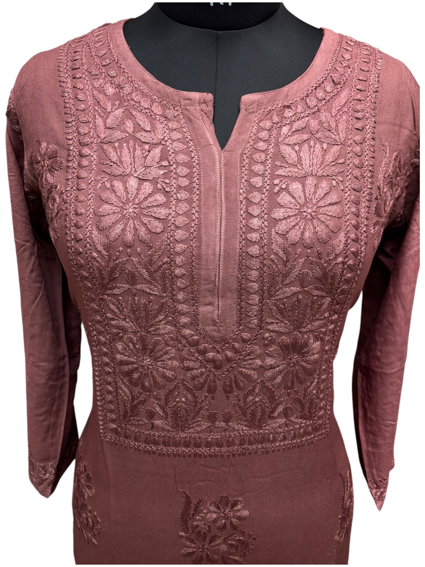 Elegant Chikankari Modal Kurti with Resham Thread 3D Embroidery