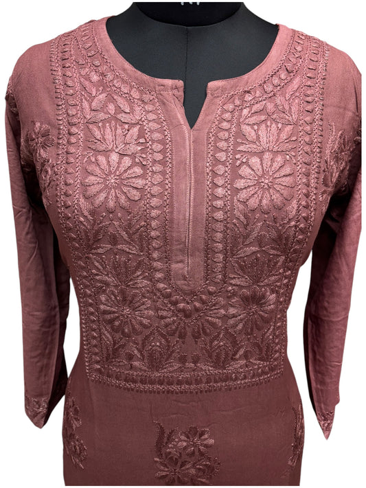 Elegant Chikankari Modal Kurti with Resham Thread 3D Embroidery