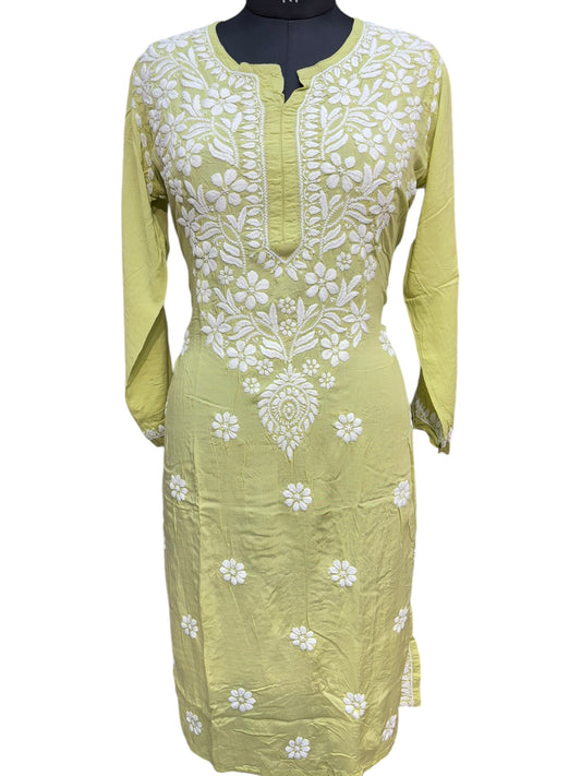 Modal Chikankari Kurti with Delicate White Embroidery