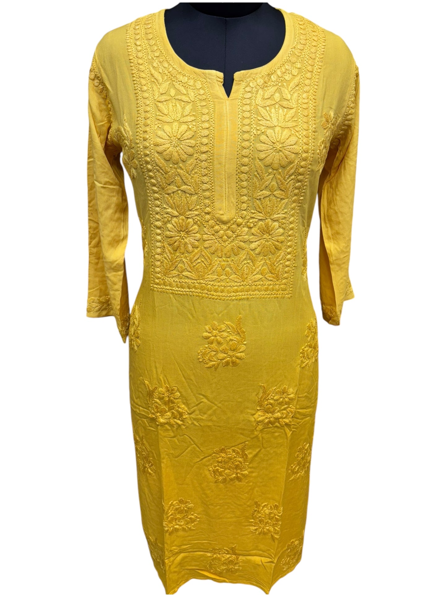 Elegant Chikankari Modal Kurti with Resham Thread 3D Embroidery